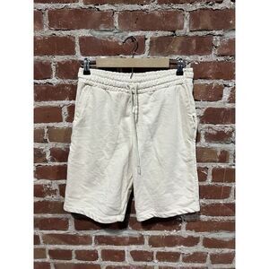 Zara Mens Ivory Pull On Sweat Shorts Cotton Size Medium w/ Drawstring